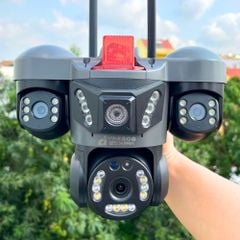 (Mới) Camera Wifi Yoosee 4 Mắt 3 Khung Hình Phiên Bản Đặc Biệt P25 Cả 3 Mắt Đều Xoay 360 Độ Có Đèn Cảnh Báo